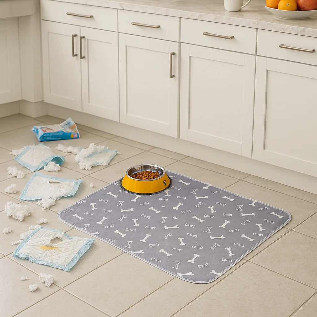 Tapis jetables dechires autour d'un FilouPropre